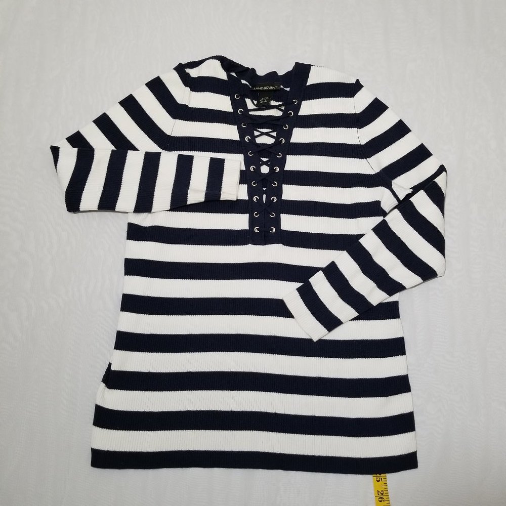 Lane Bryant Stripped Long Sleeve Top Size 14/16